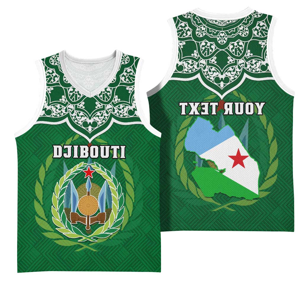 Custom Djibouti Basketball Jersey with Jabuuti Emblem and Islamic Floral Circle - African Pride