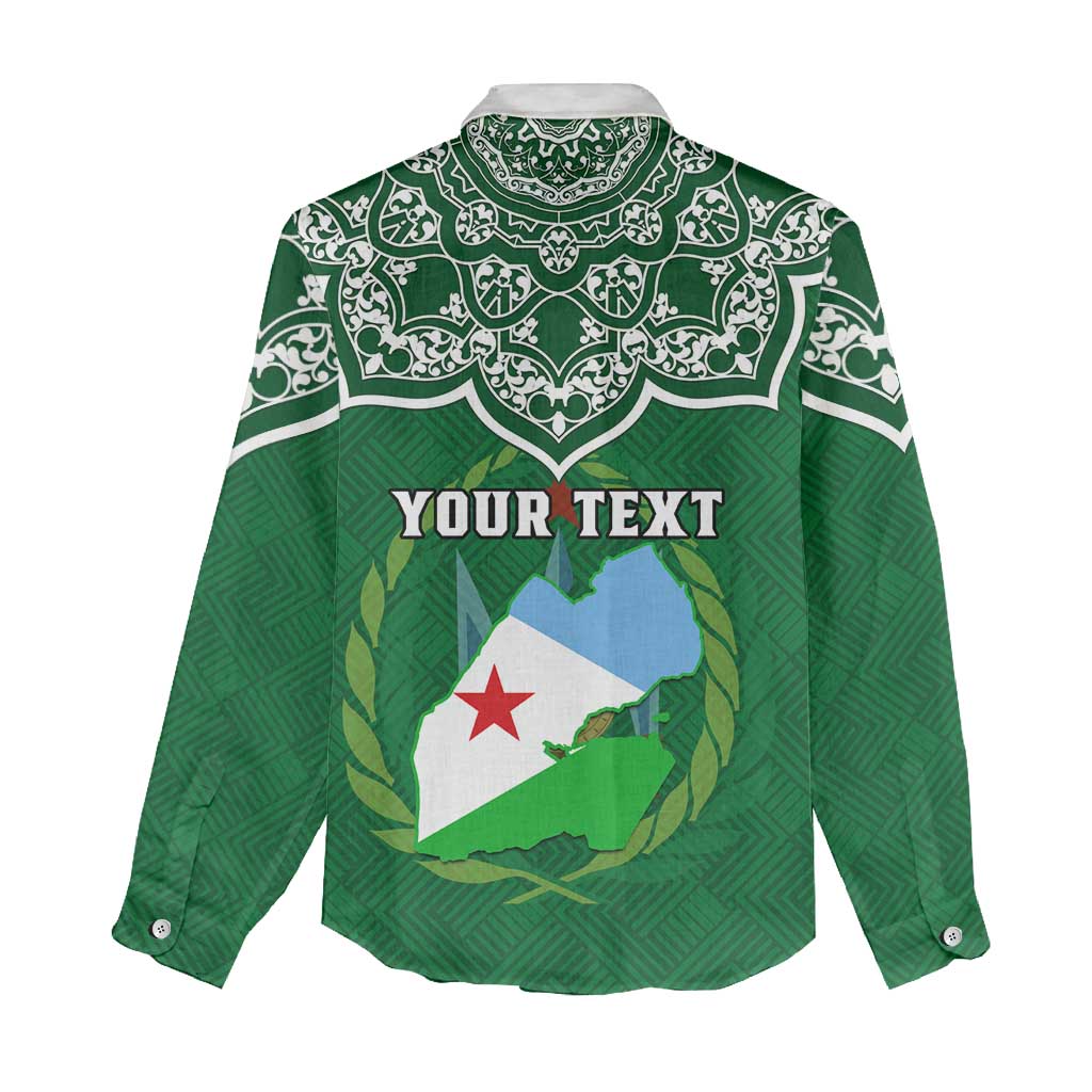Custom Djibouti Women Casual Shirt with Jabuuti Emblem and Islamic Floral Circle LT01