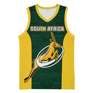 Custom South Africa Rugby Basketball Jersey - Springboks Go Champions with Protea Pattern - African Pride