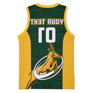 Custom South Africa Rugby Basketball Jersey - Springboks Go Champions with Protea Pattern - African Pride