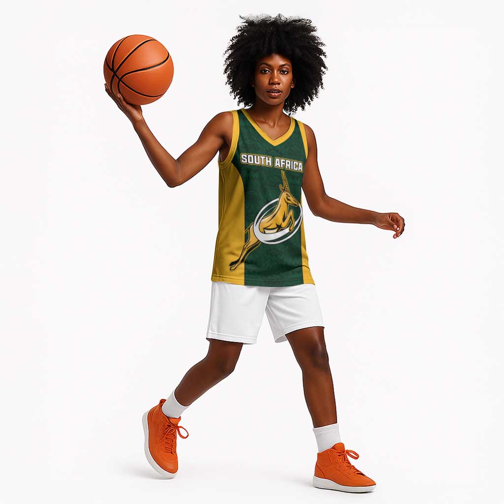 Custom South Africa Rugby Basketball Jersey - Springboks Go Champions with Protea Pattern - African Pride