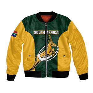 Custom South Africa Rugby Bomber Jacket - Springboks Go Champions with Protea Pattern