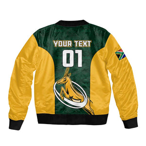 Custom South Africa Rugby Bomber Jacket - Springboks Go Champions with Protea Pattern