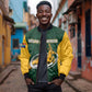 Custom South Africa Rugby Bomber Jacket - Springboks Go Champions with Protea Pattern