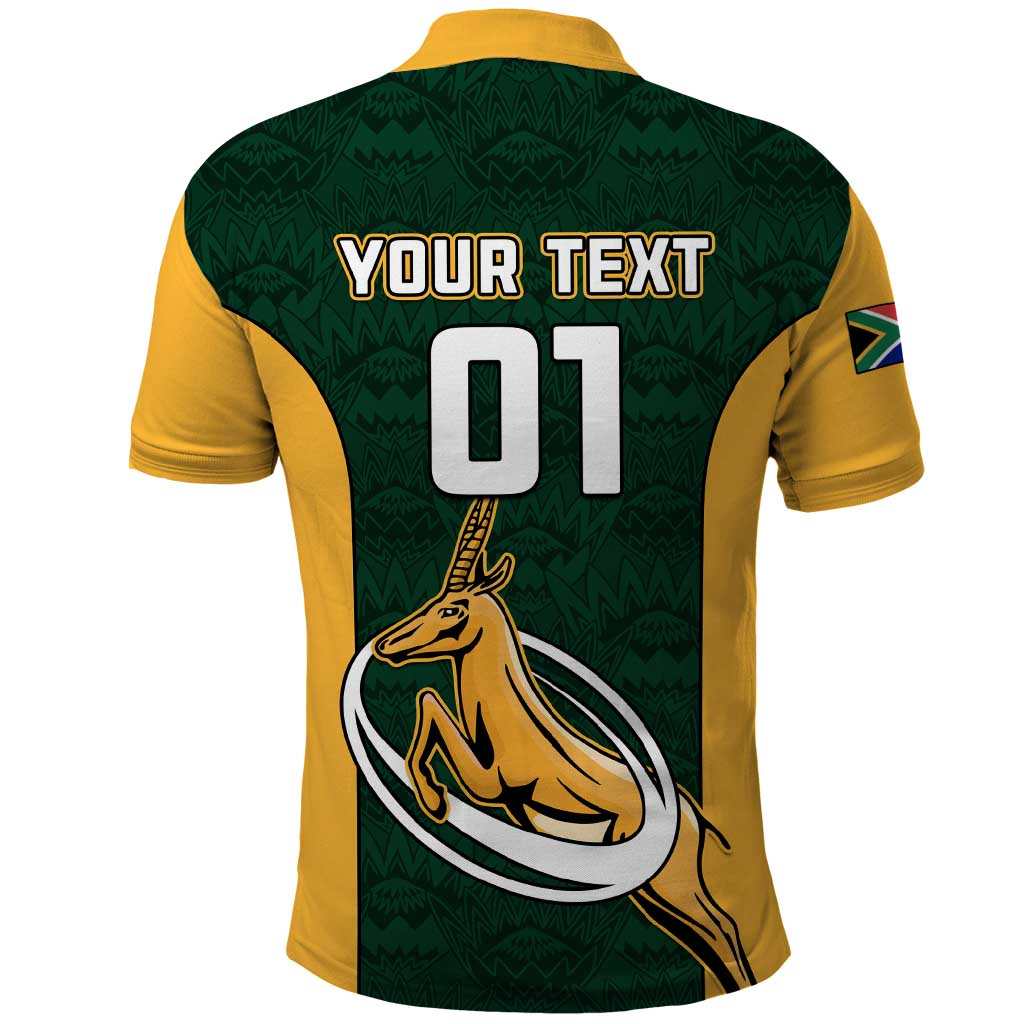 Custom South Africa Rugby Polo Shirt - Springboks Go Champions with Protea Pattern