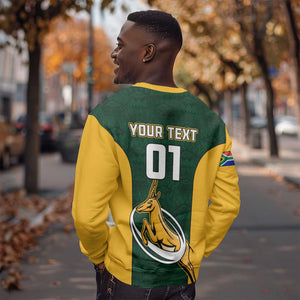 Custom South Africa Rugby Sweatshirt - Springboks Go Champions with Protea Pattern