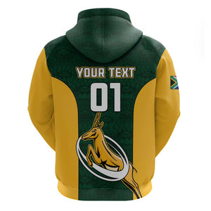 Custom South Africa Rugby Zip Hoodie - Springboks Go Champions with Protea Pattern