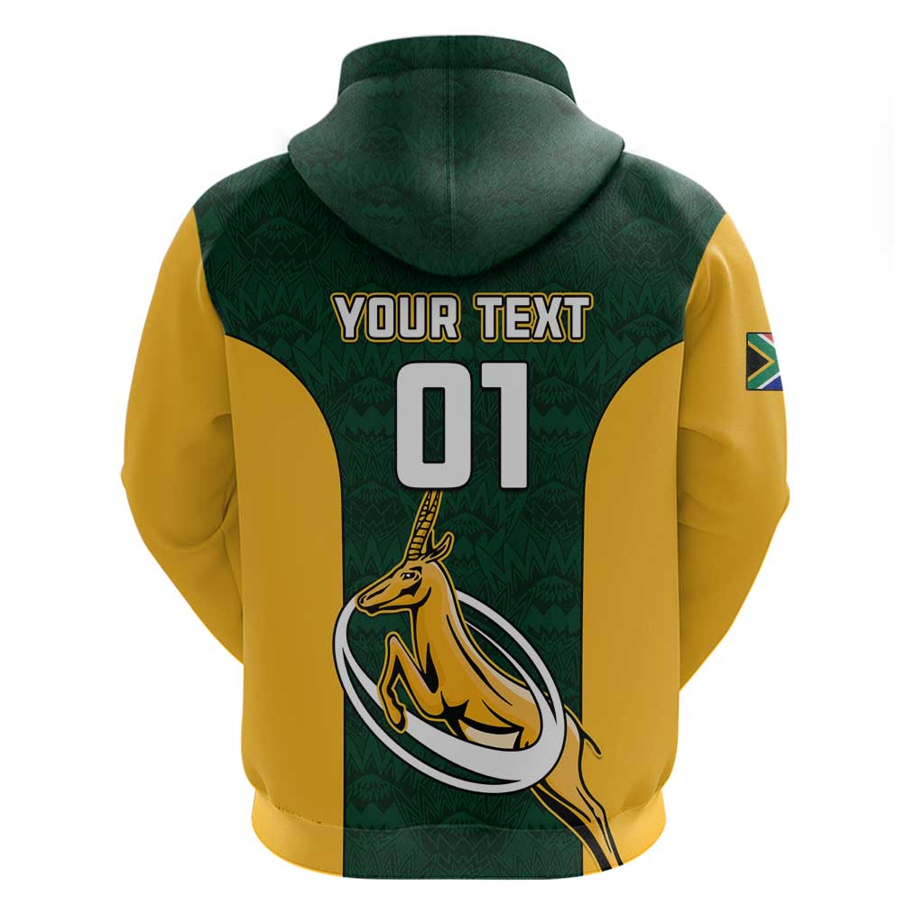 Custom South Africa Rugby Zip Hoodie - Springboks Go Champions with Protea Pattern