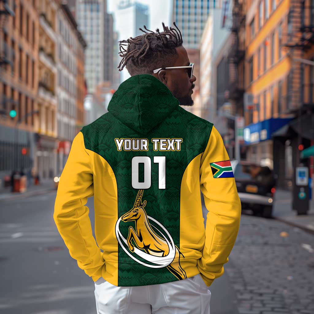 Custom South Africa Rugby Zip Hoodie - Springboks Go Champions with Protea Pattern