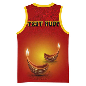 Personalized Diwali Festival Basketball Jersey with Diya and Paisley Pattern - African Pride