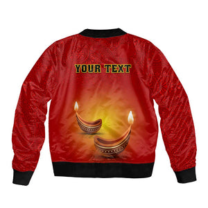 Personalized Diwali Festival Bomber Jacket with Diya and Paisley Pattern