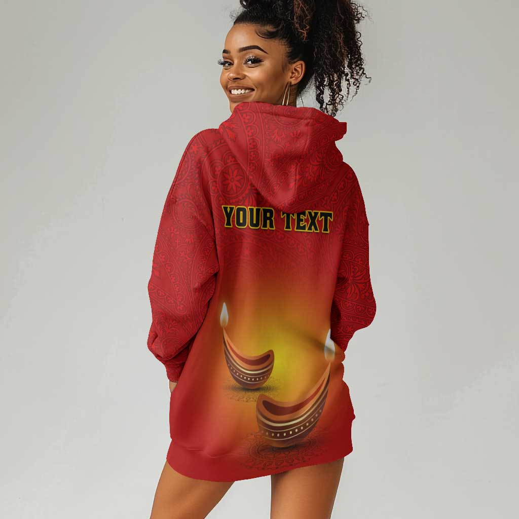 Personalized Diwali Festival Hoodie Dress with Diya and Paisley Pattern