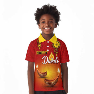 Personalized Diwali Festival Kid Polo Shirt with Diya and Paisley Pattern