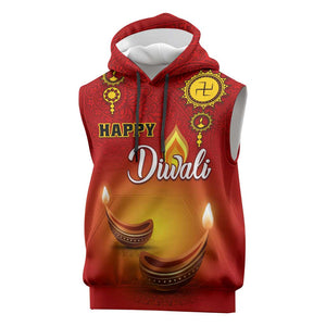 Personalized Diwali Festival Sleeveless Hoodie with Diya and Paisley Pattern - African Pride
