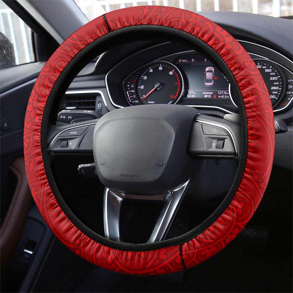 Diwali Festival Steering Wheel Cover with Diya and Paisley Pattern