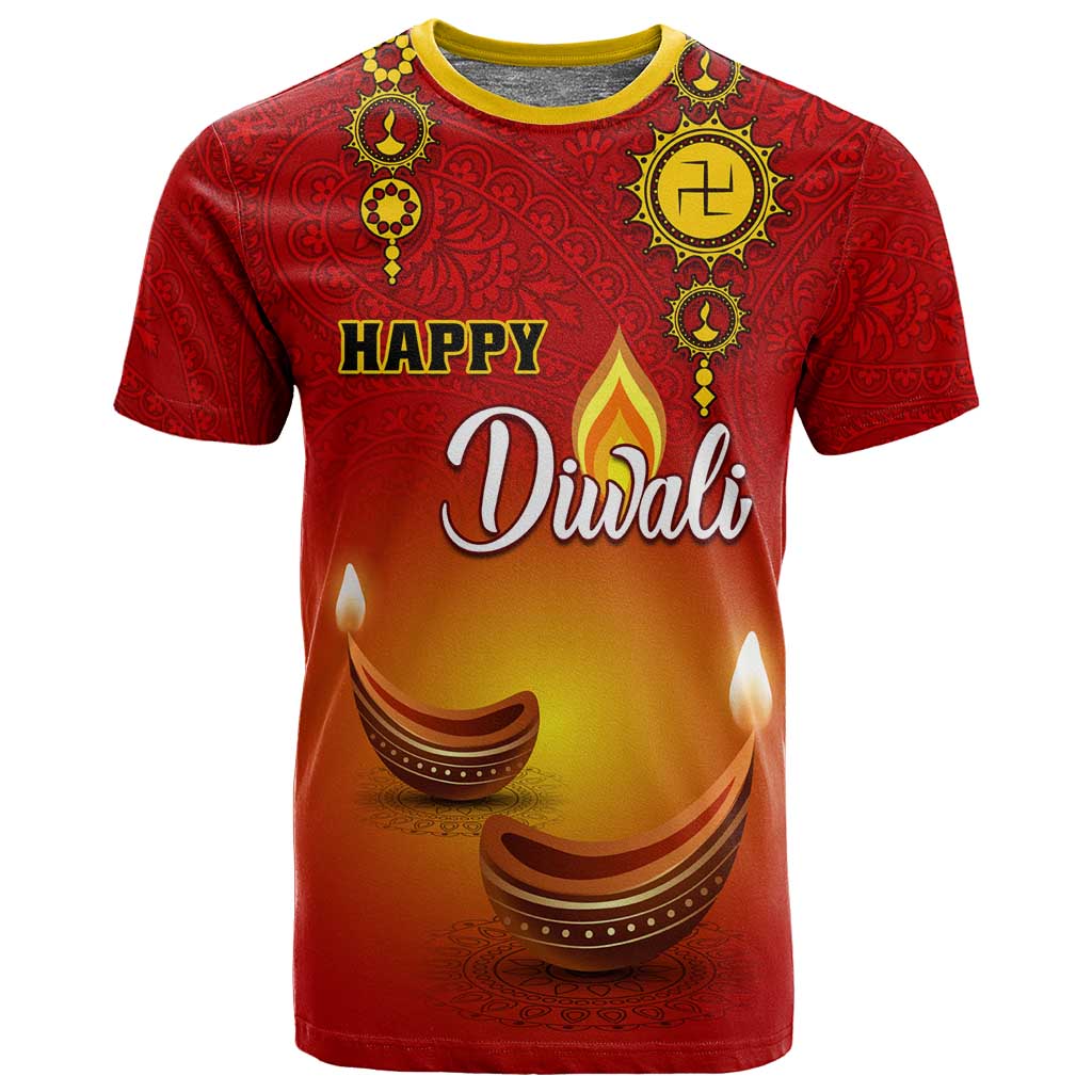 Personalized Diwali Festival T shirt with Diya and Paisley Pattern
