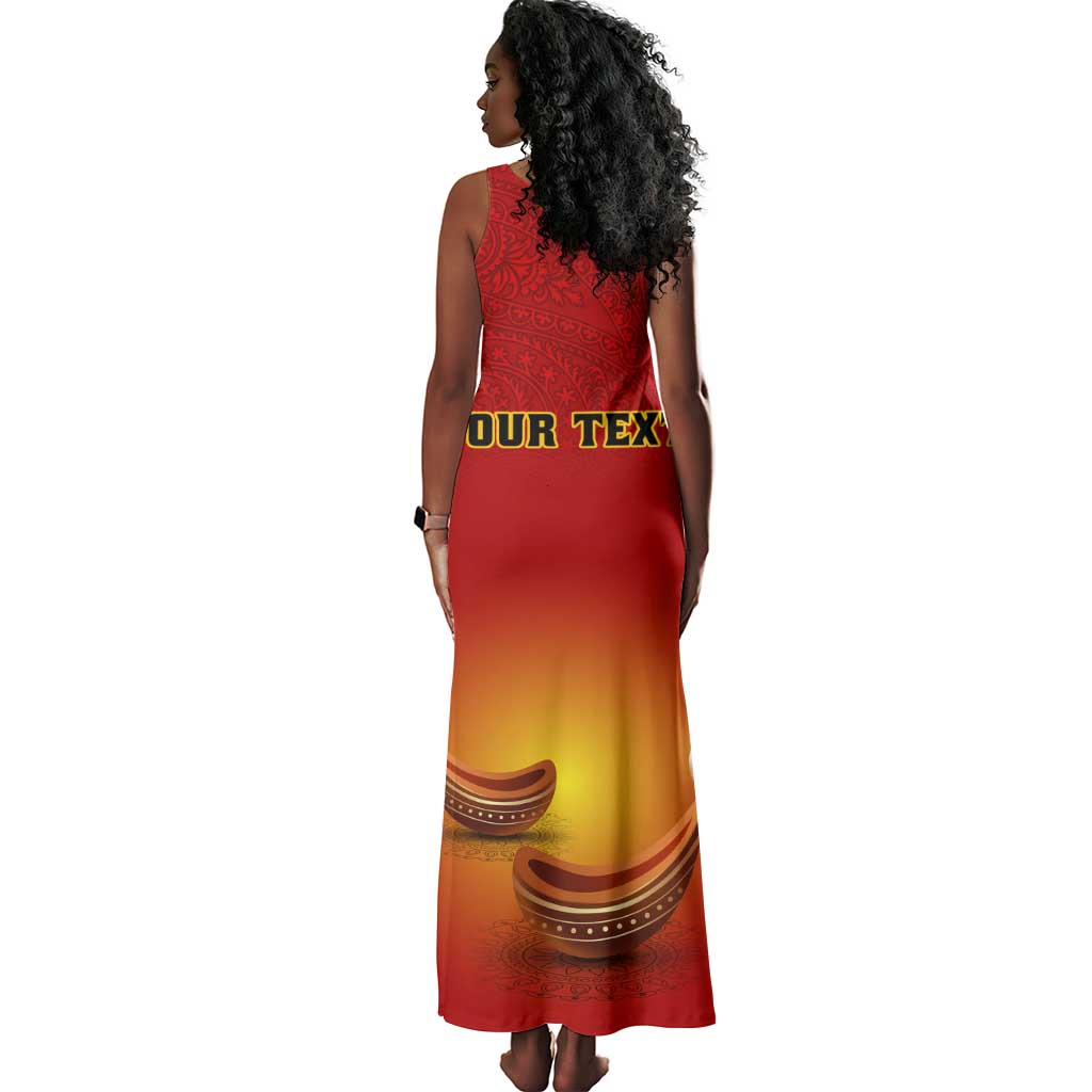 Personalized Diwali Festival Tank Maxi Dress with Diya and Paisley Pattern
