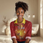 Personalized Diwali Festival Women Casual Shirt with Diya and Paisley Pattern LT01