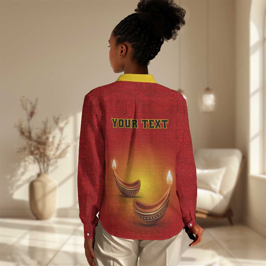 Personalized Diwali Festival Women Casual Shirt with Diya and Paisley Pattern LT01
