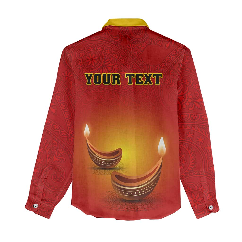 Personalized Diwali Festival Women Casual Shirt with Diya and Paisley Pattern LT01