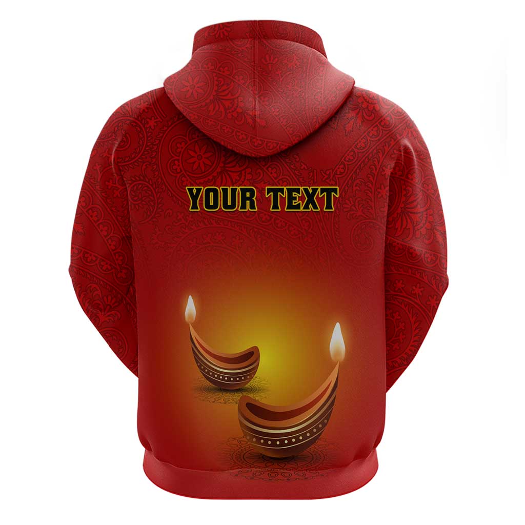 Personalized Diwali Festival Zip Hoodie with Diya and Paisley Pattern