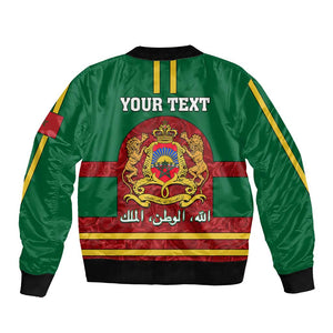 Morocco Proclamation Day Bomber Jacket with Marruecos Coat of Arms and Roses Pattern