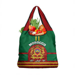 Morocco Proclamation Day Grocery Bag with Marruecos Coat of Arms and Roses Pattern