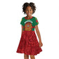 Morocco Proclamation Day Kid Short Sleeve Dress with Marruecos Coat of Arms and Roses Pattern