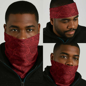 Morocco Proclamation Day Neck Gaiter with Marruecos Coat of Arms and Roses Pattern - African Pride