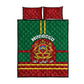 Morocco Proclamation Day Quilt Bed Set with Marruecos Coat of Arms and Roses Pattern