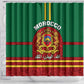 Morocco Proclamation Day Shower Curtain with Marruecos Coat of Arms and Roses Pattern