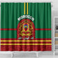 Morocco Proclamation Day Shower Curtain with Marruecos Coat of Arms and Roses Pattern