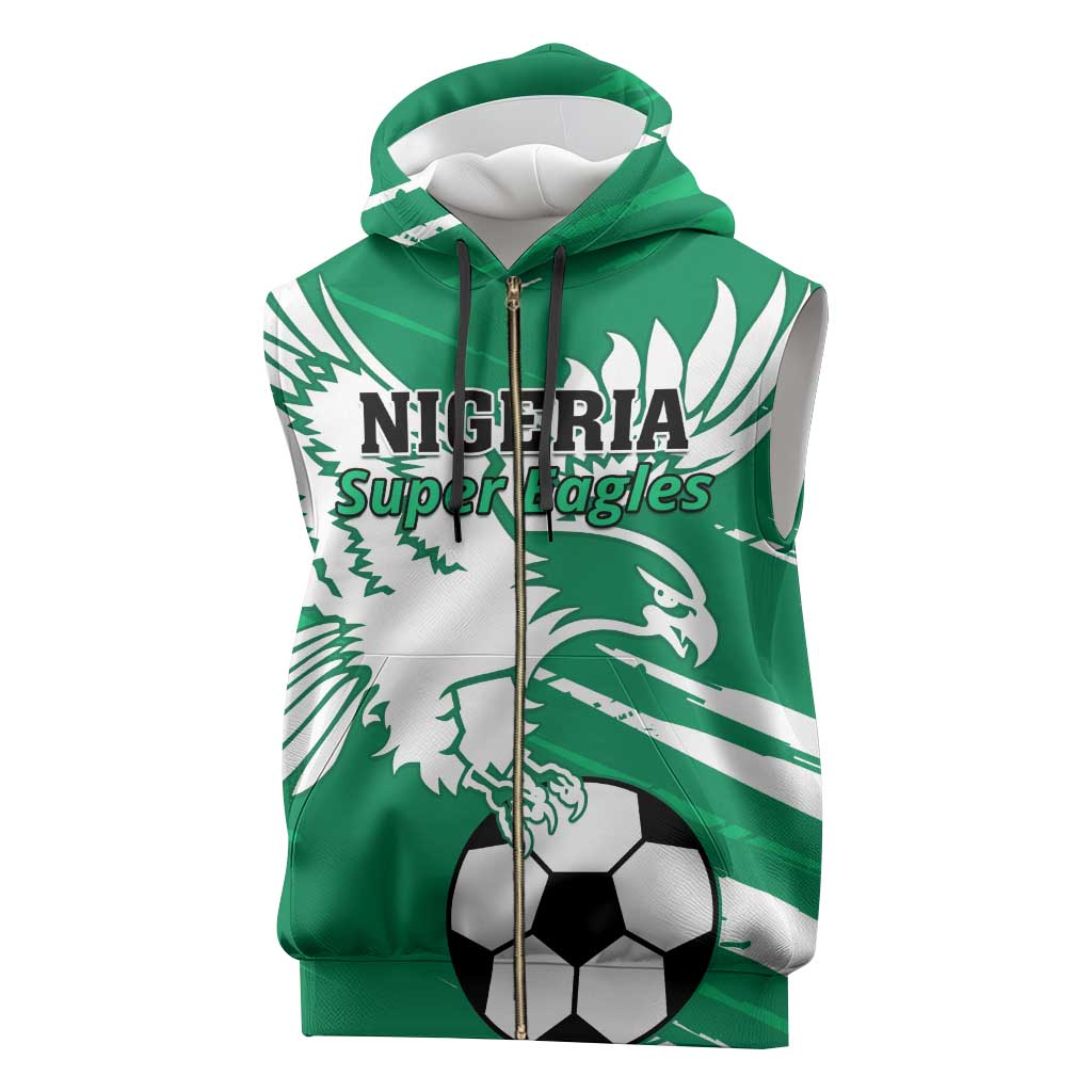 Nigeria Football Sleeveless Zip Hoodie - Victory for the Super Eagles - African Pride