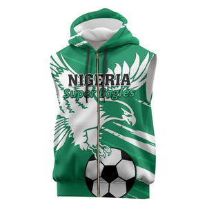 Nigeria Football Sleeveless Zip Hoodie - Victory for the Super Eagles - African Pride