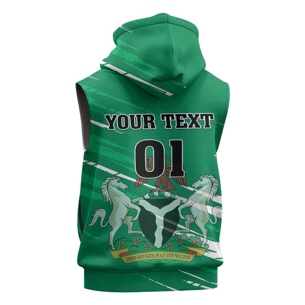 Nigeria Football Sleeveless Zip Hoodie - Victory for the Super Eagles - African Pride