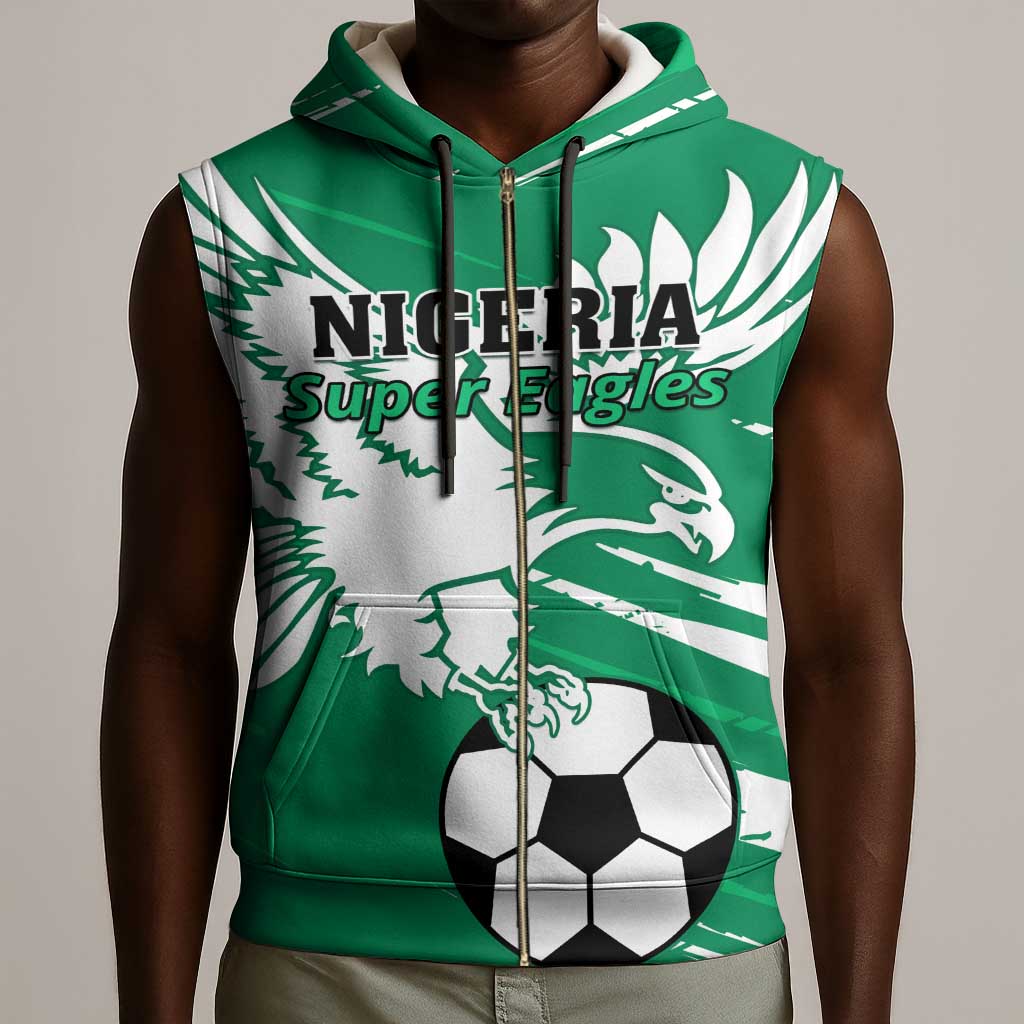 Nigeria Football Sleeveless Zip Hoodie - Victory for the Super Eagles - African Pride