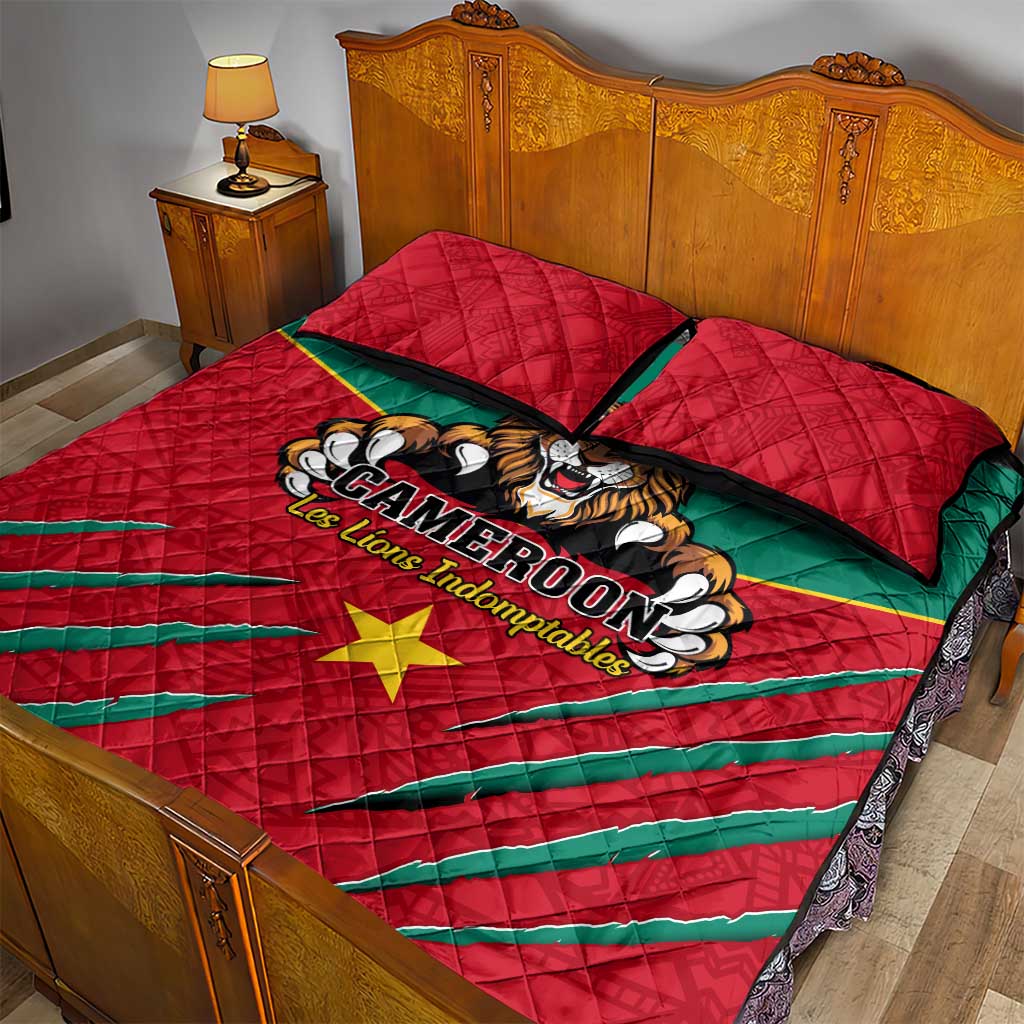 Support Les Lions Indomptables - Cameroon Football Quilt Bed Set