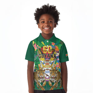 Personalized Guyana 60th Independence Day Kid Polo Shirt Diamond Jubilee
