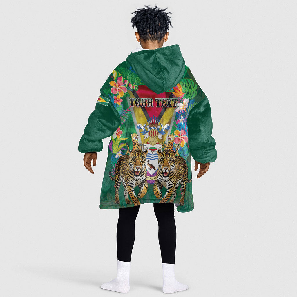 Personalized Guyana 60th Independence Day Kid Wearable Blanket Hoodie Diamond Jubilee