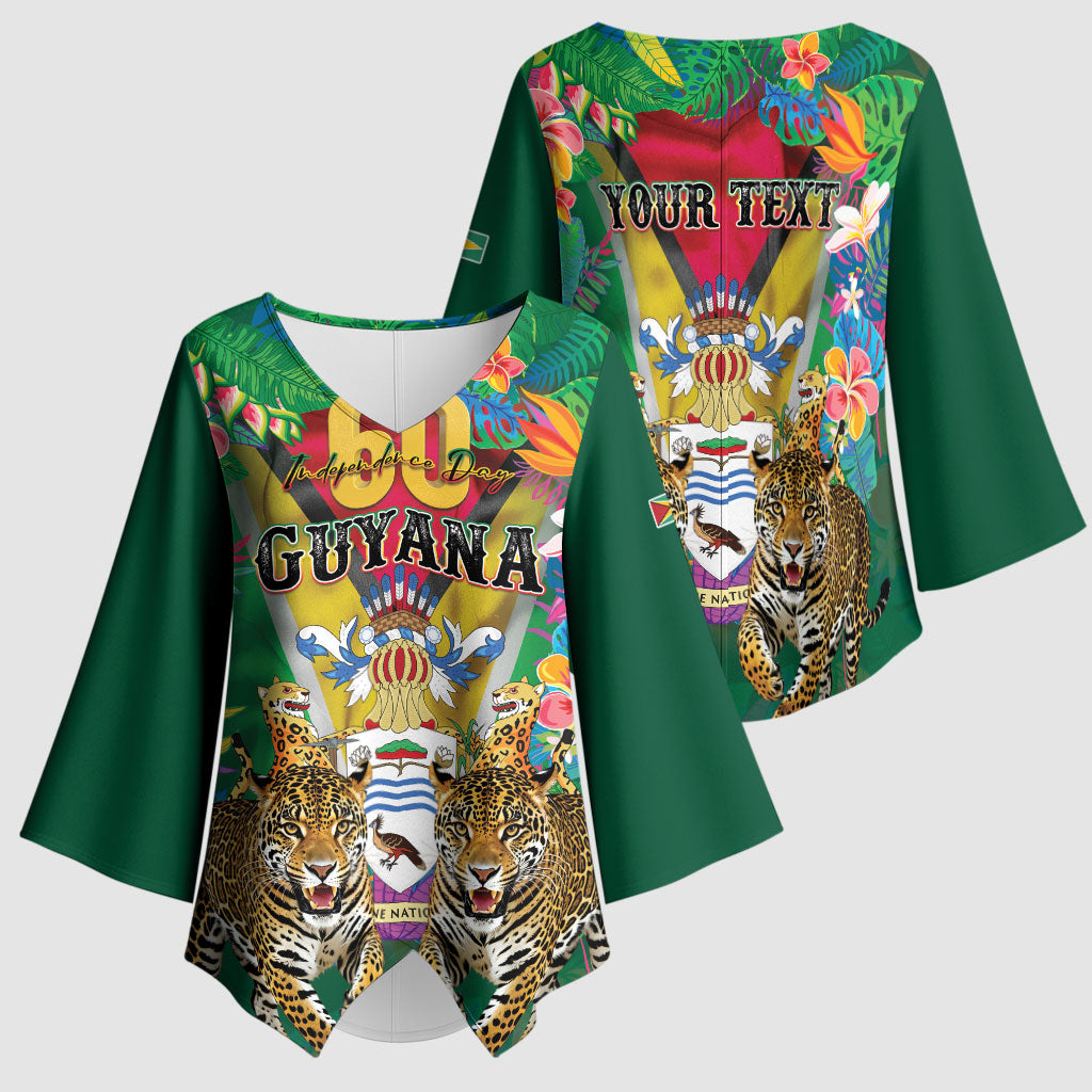 Personalized Guyana 60th Independence Day Kimono Sleeve Blouse Diamond Jubilee