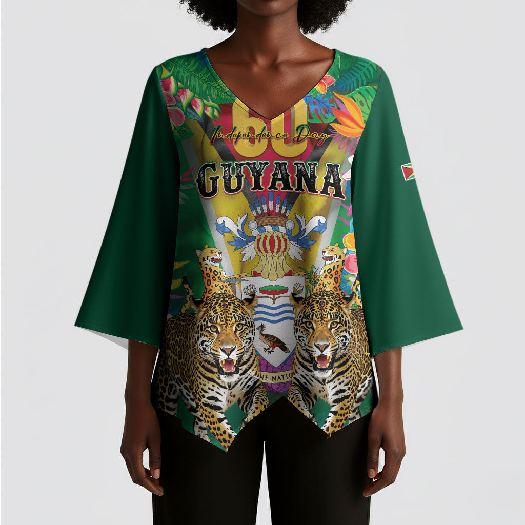 Personalized Guyana 60th Independence Day Kimono Sleeve Blouse Diamond Jubilee