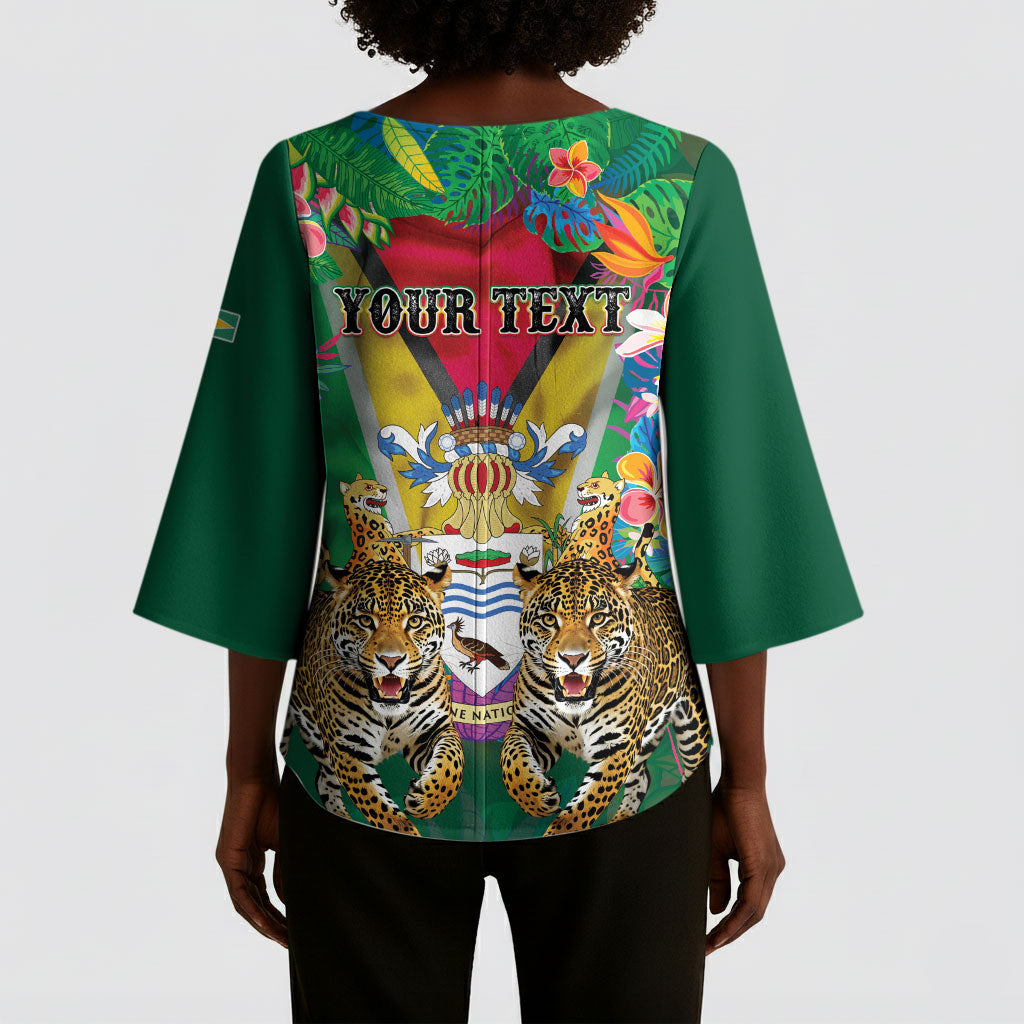 Personalized Guyana 60th Independence Day Kimono Sleeve Blouse Diamond Jubilee