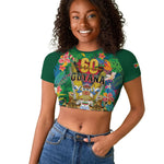 Personalized Guyana 60th Independence Day Raglan Cropped T shirt Diamond Jubilee