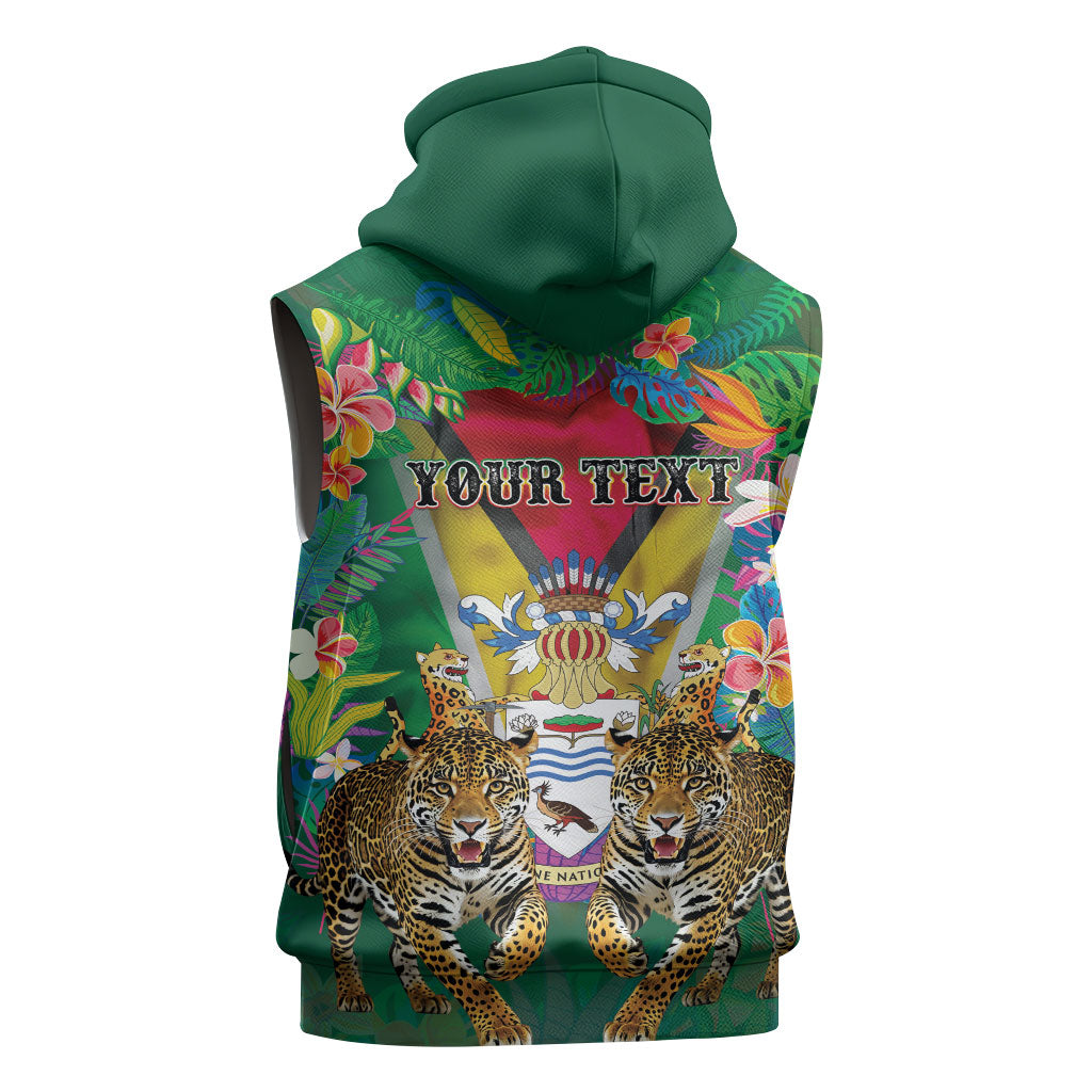 Personalized Guyana 60th Independence Day Sleeveless Zip Hoodie Diamond Jubilee