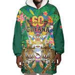 Personalized Guyana 60th Independence Day Wearable Blanket Hoodie Diamond Jubilee
