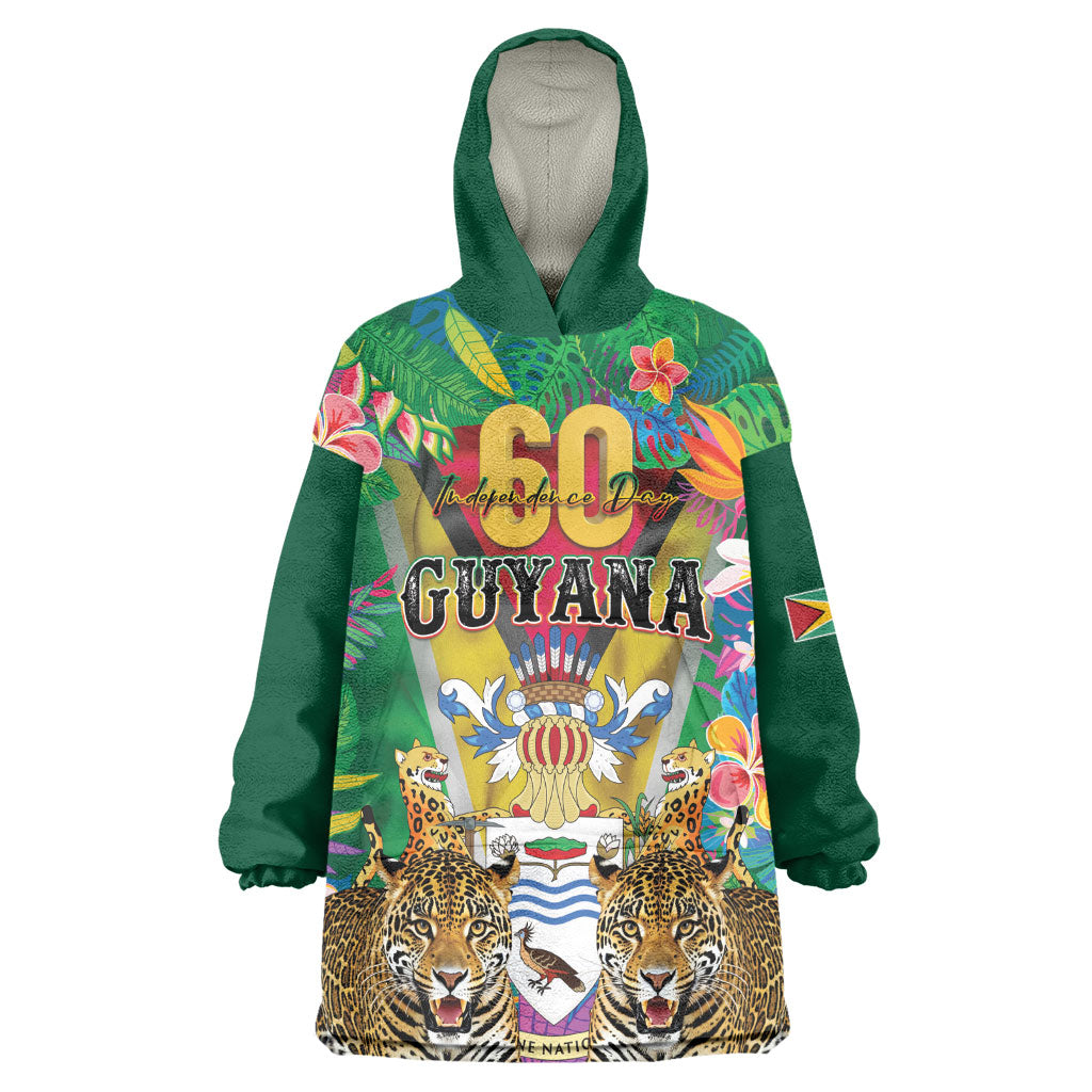 Personalized Guyana 60th Independence Day Wearable Blanket Hoodie Diamond Jubilee
