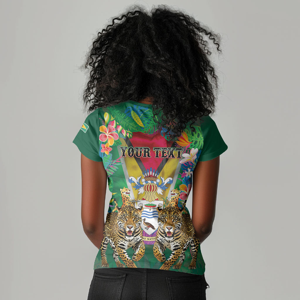 Personalized Guyana 60th Independence Day Women V-Neck T-Shirt Diamond Jubilee
