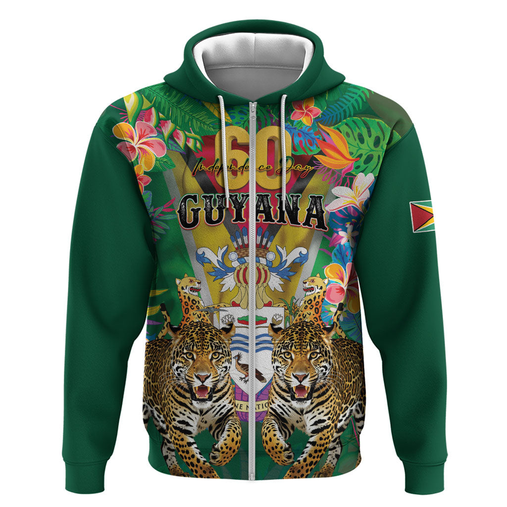 Personalized Guyana 60th Independence Day Zip Hoodie Diamond Jubilee