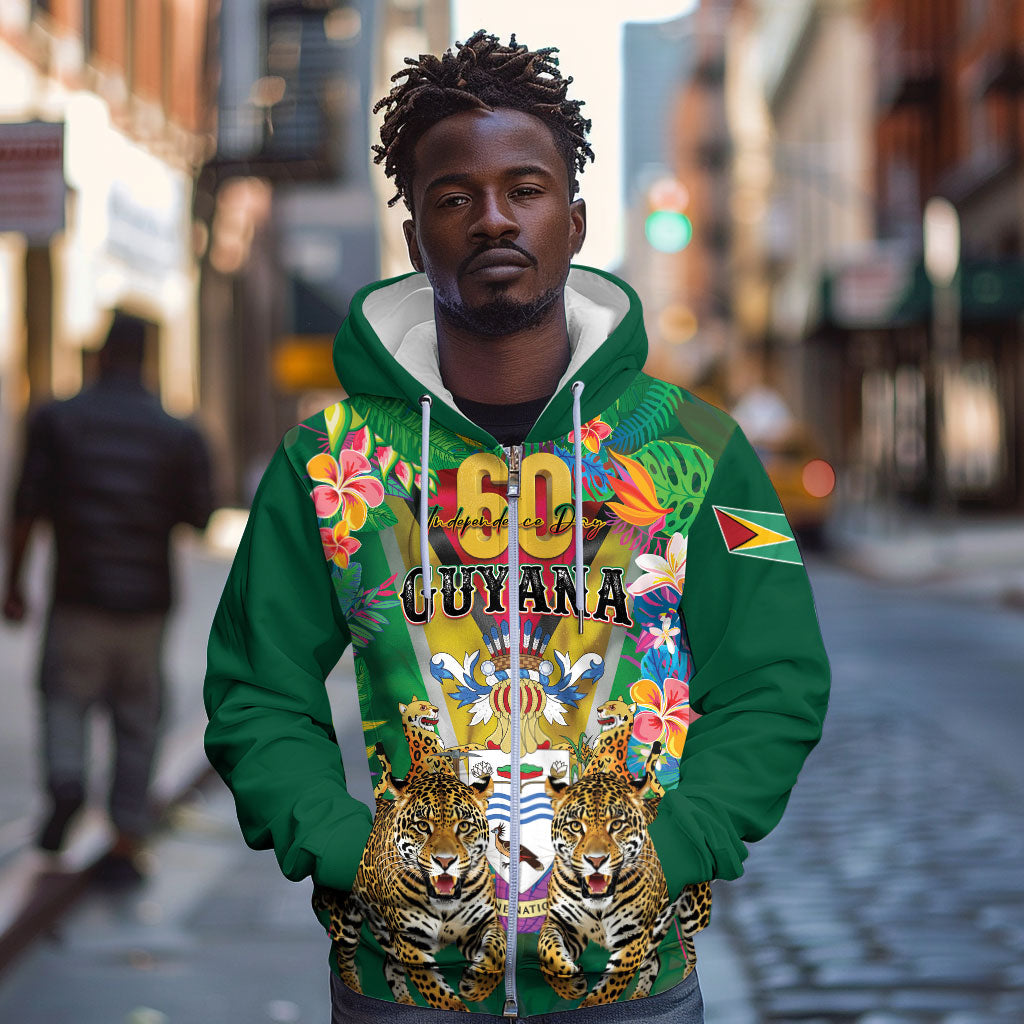 Personalized Guyana 60th Independence Day Zip Hoodie Diamond Jubilee