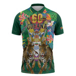 Personalized Guyana 60th Independence Day Zipper Polo Shirt Diamond Jubilee